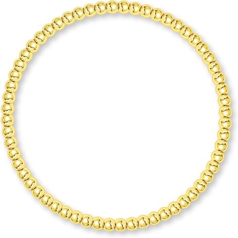 Gold Beaded Bracelets for Women, 14k Gold Plated Beaded Bracelet Hypoallergenic Stackable Bracelet Dainty Gold Stretch Bracelets for Women Trendy Gold Jewelry in Saudi Arabia