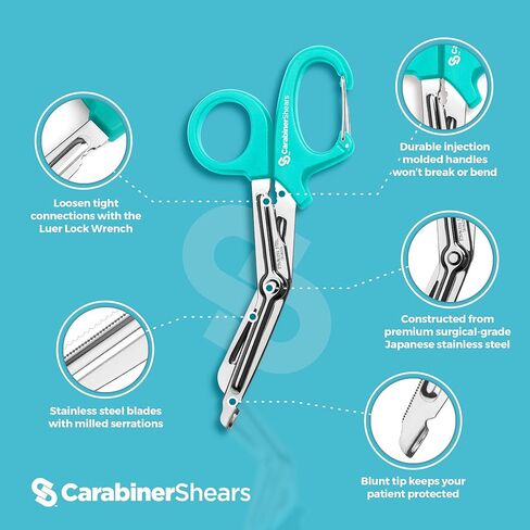 Trauma Shears with Carabiner - Stainless Steel Bandage Scissors for Surgical, EMT, EMS, Medical, Nursing, and Veterinary Use, First Aid Supplies and Accessories, 5.5-inch (Pink) in Kuwait