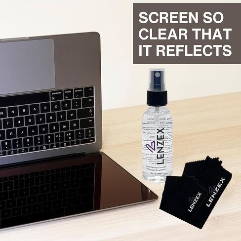 مجموعة رذاذ منظف عدسات النظارات من LENZEX | 5 قطع | (3 زجاجات) مع (2) قطعة قماش من الألياف الدقيقة | مضاد للوهج، خالي من الخطوط، غير سام | آمن لجميع العدسات والشاشات in Kuwait