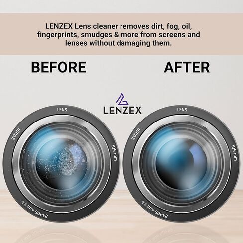 مجموعة رذاذ منظف عدسات النظارات من LENZEX | 5 قطع | (3 زجاجات) مع (2) قطعة قماش من الألياف الدقيقة | مضاد للوهج، خالي من الخطوط، غير سام | آمن لجميع العدسات والشاشات in Kuwait