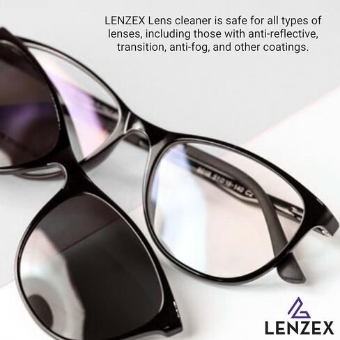 مجموعة رذاذ منظف عدسات النظارات من LENZEX | 5 قطع | (3 زجاجات) مع (2) قطعة قماش من الألياف الدقيقة | مضاد للوهج، خالي من الخطوط، غير سام | آمن لجميع العدسات والشاشات in Kuwait