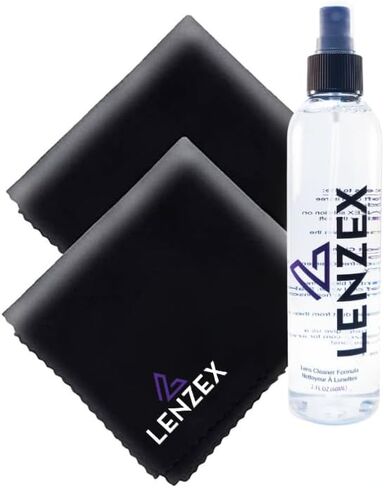 مجموعة رذاذ منظف عدسات النظارات من LENZEX | 5 قطع | (3 زجاجات) مع (2) قطعة قماش من الألياف الدقيقة | مضاد للوهج، خالي من الخطوط، غير سام | آمن لجميع العدسات والشاشات in Kuwait