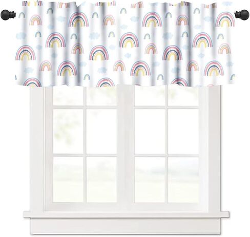 Spider Web Boys Blue Kitchen Curtain Valances Window Kids Girls Teens Rod Pocket Small Valance Treatments for Halloween Decoration Bedroom Bathroom,1 Panel,54" x 18" in Kuwait