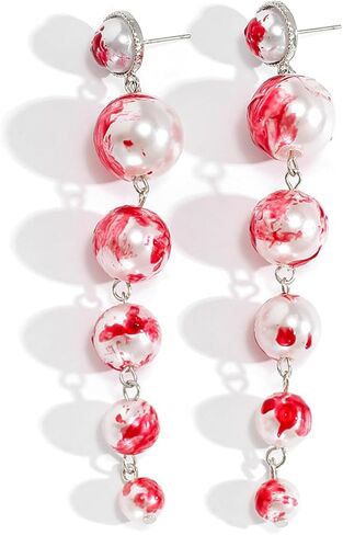 ALoveSoul Halloween Layered Pearls Victorian Style Gothic Blood Drops Tassel Collar Necklace/Bracelet/Earrings in Saudi Arabia