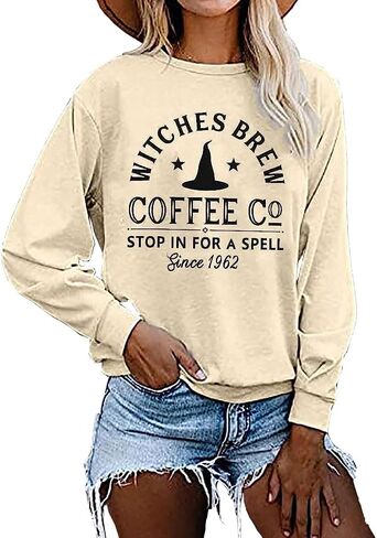 Ykomow Halloween Witches Brew SweatShirt for Women Sanderson Sisters Shirt Funny Halloween Cat Sweaters in Kuwait