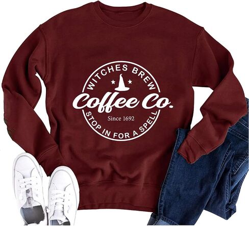 Ykomow Halloween Witches Brew SweatShirt for Women Sanderson Sisters Shirt Funny Halloween Cat Sweaters in Kuwait