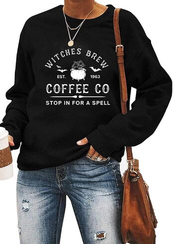Ykomow Halloween Witches Brew SweatShirt for Women Sanderson Sisters Shirt Funny Halloween Cat Sweaters in Kuwait