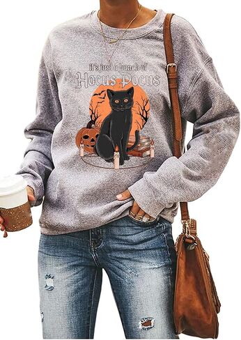 Ykomow Halloween Witches Brew SweatShirt for Women Sanderson Sisters Shirt Funny Halloween Cat Sweaters in Kuwait