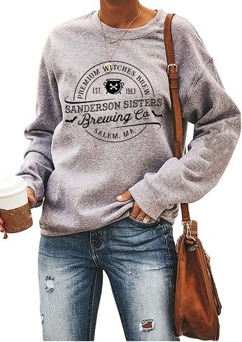 Ykomow Halloween Witches Brew SweatShirt for Women Sanderson Sisters Shirt Funny Halloween Cat Sweaters in Kuwait