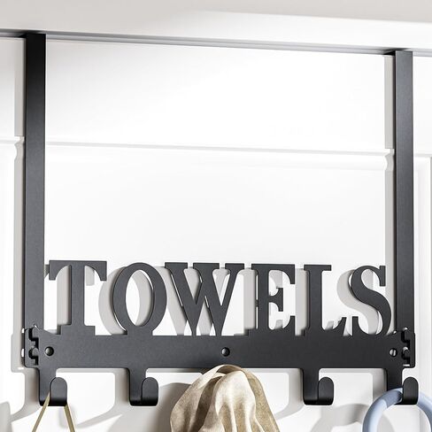 الكنغر المتسلق فوق خطافات الباب، رفوف المناشف للباب، خطافات شماعات فوق الباب مع 5 خطافات، حامل شماعة مناشف معدنية للباب وغرفة النوم والمطبخ وحمام السباحة والشاطئ، أسود in Kuwait