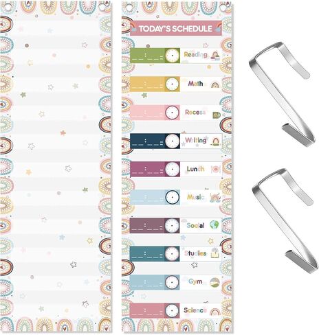 Greenery Daily Schedule Pocket Chart Class Schedule 14 Pocket 2 Hooks Educational Pocket Chart for Classroom Storage Pocket for Back to School Office Home Teacher Reusable Activity Supplies in Saudi Arabia