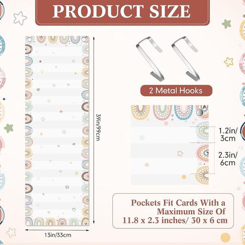 Greenery Daily Schedule Pocket Chart Class Schedule 14 Pocket 2 Hooks Educational Pocket Chart for Classroom Storage Pocket for Back to School Office Home Teacher Reusable Activity Supplies in Saudi Arabia