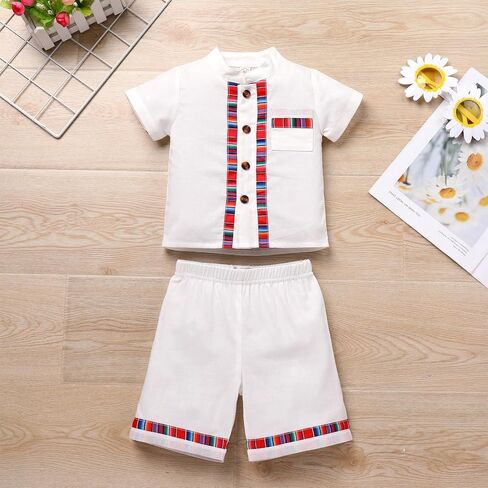 ABAFIP Baby Boys Mexican Outfit Toddler Short Sleeve Shirts Shorts Traditional Fiesta Clothes set in Saudi Arabia