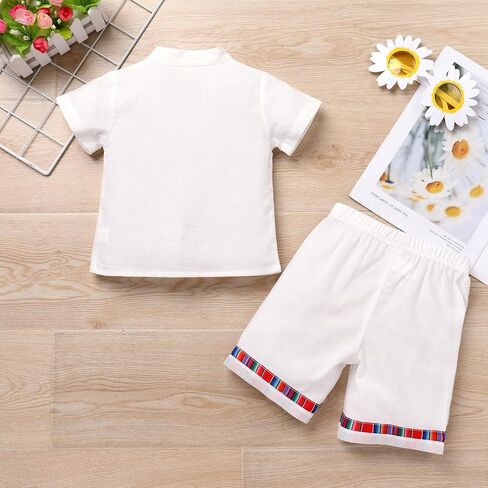 ABAFIP Baby Boys Mexican Outfit Toddler Short Sleeve Shirts Shorts Traditional Fiesta Clothes set in Saudi Arabia