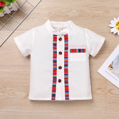 ABAFIP Baby Boys Mexican Outfit Toddler Short Sleeve Shirts Shorts Traditional Fiesta Clothes set in Saudi Arabia