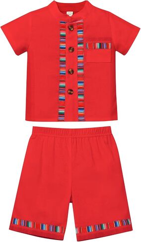 ABAFIP Baby Boys Mexican Outfit Toddler Short Sleeve Shirts Shorts Traditional Fiesta Clothes set in Saudi Arabia