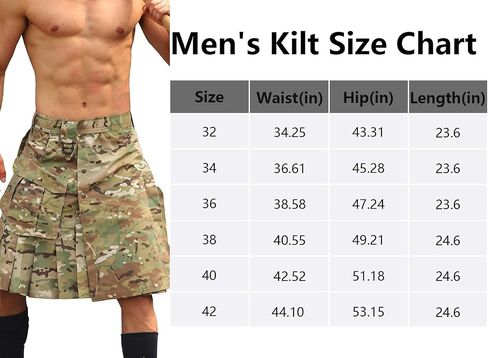 Kilt for Men Camo Utility Kilt Waterproof Tactical Kilt Irish Scottish Kilts for Men with 4 Pockets in Saudi Arabia