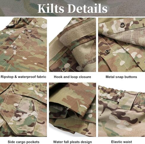 Kilt for Men Camo Utility Kilt Waterproof Tactical Kilt Irish Scottish Kilts for Men with 4 Pockets in Saudi Arabia