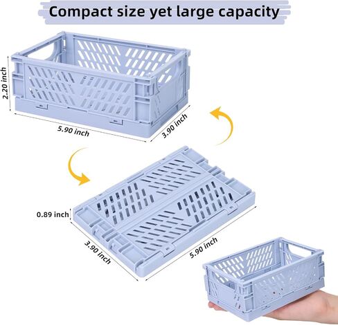 2-Pack Mini Plastic Baskets for Shelf Storage Organizing, foldable storage box suitable for home kitchen, classroom,and office organization, bathroom storage (5.8"x 3.8" x 2.2") in Saudi Arabia