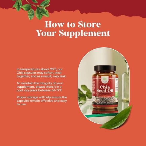 مكمل زيت بذور الشيا لفقدان الوزن والطاقة، معزز استقلاب البروتين الطبيعي الفائق للرجال والنساء - فيتامينات التربتوفان المضادة للأكسدة، أوميغا 3، الأحماض الدهنية، 60 حصة لكل حاوية in Kuwait