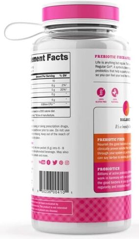 Regular Girl Organic Powder, Starter Kit, Prebiotic Fiber Supplement and Probiotics for Women, 15 Individual Packets & Bottle, Unflavored, 15 Servings in Saudi Arabia