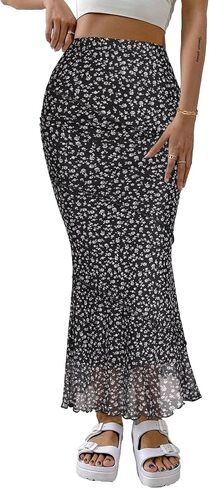 Avanova Women Mesh High Waisted Mermaid Bodycon Skirts Summer Fishtail Midi Skirts in Saudi Arabia