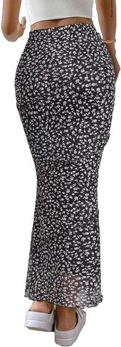 Avanova Women Mesh High Waisted Mermaid Bodycon Skirts Summer Fishtail Midi Skirts in Saudi Arabia