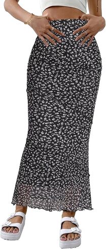 Avanova Women Mesh High Waisted Mermaid Bodycon Skirts Summer Fishtail Midi Skirts in Saudi Arabia
