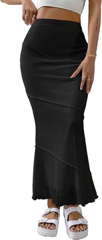 Avanova Women Mesh High Waisted Mermaid Bodycon Skirts Summer Fishtail Midi Skirts in Saudi Arabia