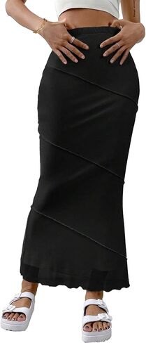 Avanova Women Mesh High Waisted Mermaid Bodycon Skirts Summer Fishtail Midi Skirts in Saudi Arabia