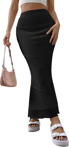 Avanova Women Mesh High Waisted Mermaid Bodycon Skirts Summer Fishtail Midi Skirts in Saudi Arabia