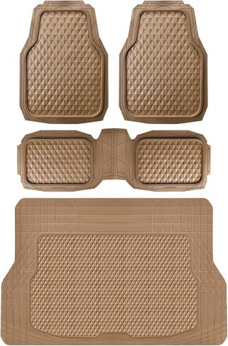 CAR PASS Heavy Duty Rubber Pink Car Floor Mats & Cargo Liners, Deep Dish All-Weather Trunk Mats Durable Anti-Slip 3D Rhombus Waterproof Trim to Fit Liner Universal Fit Auto,Sedan,SUV,Truck, Peach Pink in Saudi Arabia