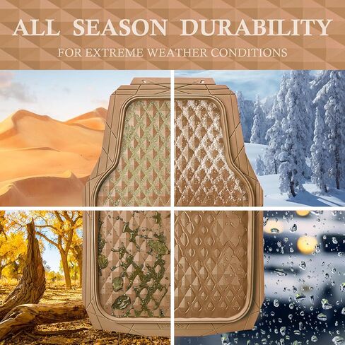 CAR PASS Heavy Duty Rubber Pink Car Floor Mats & Cargo Liners, Deep Dish All-Weather Trunk Mats Durable Anti-Slip 3D Rhombus Waterproof Trim to Fit Liner Universal Fit Auto,Sedan,SUV,Truck, Peach Pink in Saudi Arabia