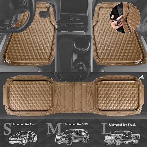 CAR PASS Heavy Duty Rubber Pink Car Floor Mats & Cargo Liners, Deep Dish All-Weather Trunk Mats Durable Anti-Slip 3D Rhombus Waterproof Trim to Fit Liner Universal Fit Auto,Sedan,SUV,Truck, Peach Pink in Saudi Arabia