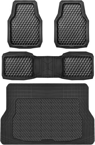 سجادات أرضية السيارة وبطانات البضائع من المطاط الوردي شديد التحمل من CAR PASS، سجادات صندوق السيارة العميقة مناسبة لجميع الأحوال الجوية، متينة مضادة للانزلاق ثلاثية الأبعاد مقاومة للماء لتناسب البطانة العالمية للسيارات، السيدان، سيارات الدفع الرباعي، الشا in Kuwait