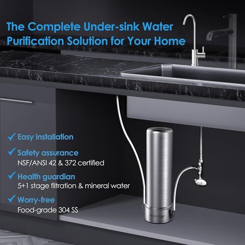 Waterdrop BS13 Under Sink Water Filter, 6 Stage Stainless Steel, Reduce PFAS, PFOA/PFOS, No Drilling Required in Saudi Arabia