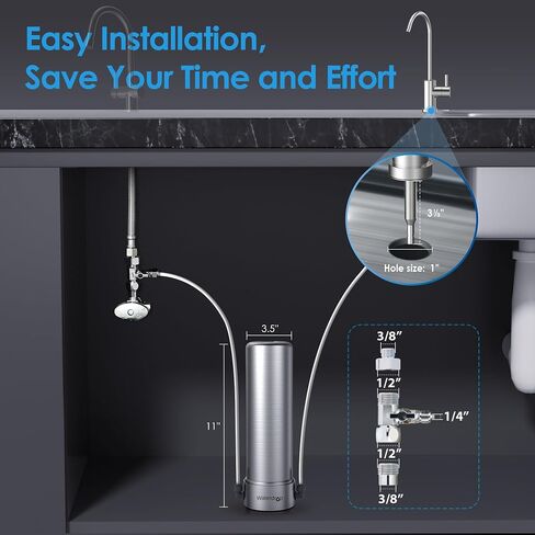 Waterdrop BS13 Under Sink Water Filter, 6 Stage Stainless Steel, Reduce PFAS, PFOA/PFOS, No Drilling Required in Saudi Arabia
