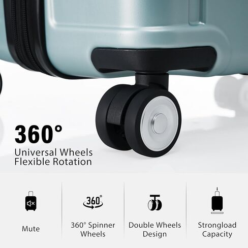 3-Pieces/Set Hardside Luggage Sets Expandable Luggages Spinner Suitcase With TSA Lock Lightweight Carry On Luggage 20inch 24inch 28inch For Women Men light green One size in Kuwait