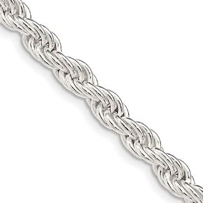 Sonia Jewels 925 Sterling Silver 5mm Real Rope Chain Necklace - with Secure Lobster Lock Clasp