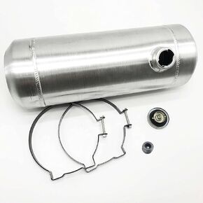 JSD AUTO PARTS 5 Gallons 8 x24" End Fill Spun Aluminum Gas Tank / Fuel Tank 3/8 NPT Outlet With Vented Cap and 2 black Brackets included