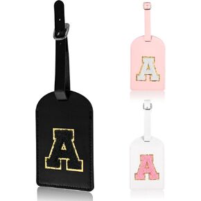 3 Pack Luggage Tags for Suitcases Cute Letter Luggage Tags Travel in Style with Personalized Luggage Tags - Gift for Kids and Adults!(Pink+Black+White+Y)
