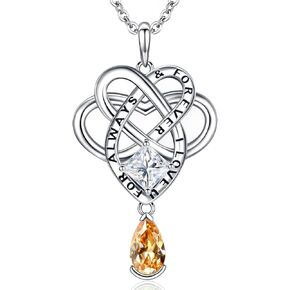 Celtic Trinity Knot Necklace with 2 Birthstones S925 Silver Jewelry Perfect Birthday Anniversary Gift for Women