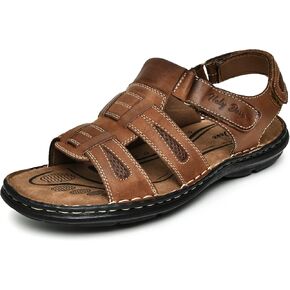 Men's Open Toe Athletic Sport Sandals Nubuck Leather Fisherman Sandals Casual Summer Shoes for Outdoor Adventures