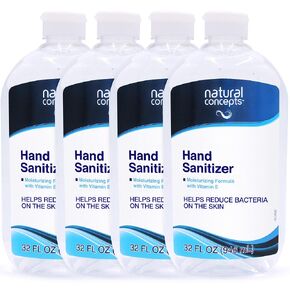 | Hand Sanitizer Gel, 32-oz Bottle, 4-Pack (128oz Bulk Pack), with Vitamin E, 65% Ethyl Alcohol | Made in Canada