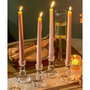 10 Pcs Clear Taper Canlde Holder Set, Glass Candlestick Candle Holder, Glass Candle Holder (10)