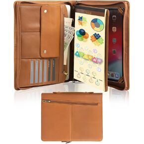 حافظة جلدية من AZXCG، حافظة مع حامل مفكرة بحجم A4، حافظة حافظة للمستندات، حافظة منظم للأعمال لجهاز iPad Pro 12.9(2018&2020&2021)، بني داكن in Kuwait