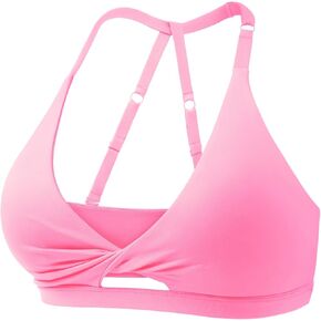 VOYJOY Workout Sports Bras for Women Padded Backless Strappy Fitness Gym Bra Low Medium Impact Bra Yoga Crop Top