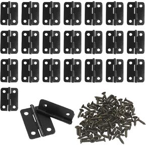 24Pcs Black Butt Hinge, 1 inch x 3/4 inch Metal Foldable Door Hinges for Cabinet Door Closet, Stylish and Durable with Screws