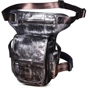 Le'aokuu Mens Genuine Leather Climbing Cycling Belt Waist Bag Hip Bum Fanny Pack Drop Leg Bag