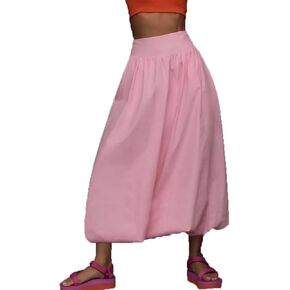 Y2K Bubble Maxi Skirts for Women A Line Long Pleated Casual Summer Skirts 2024 Elastic Waist Balloon Midi Skirt